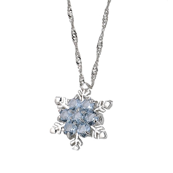 NEW!💙💎LOVELY!❄️SNOWFLAKE❄️ NECKLACE💎💙ICE BLUE! - Picture 2 of 8